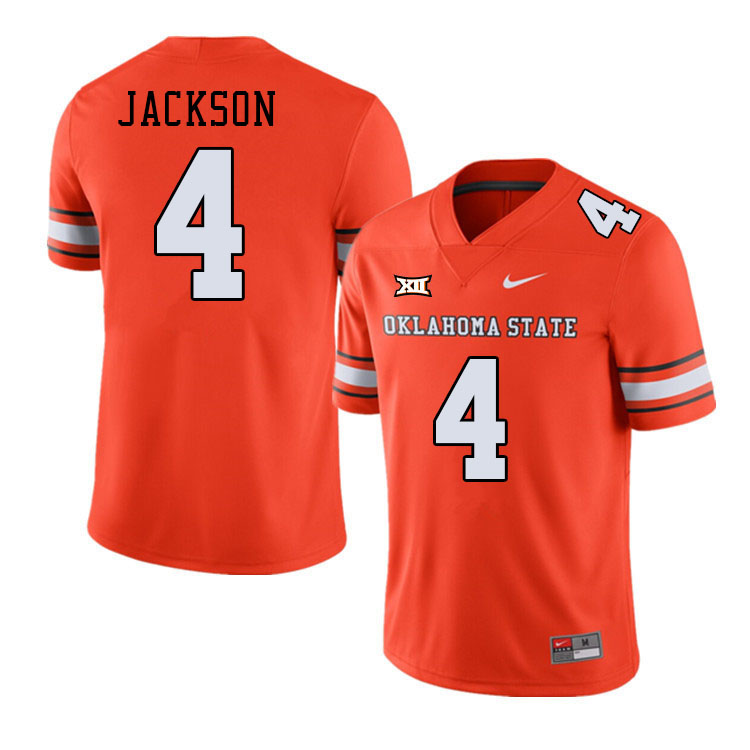 Men #4 Deondre Jackson Oklahoma State Cowboys College Football Jerseys Stitched-Alternate Orange - Click Image to Close